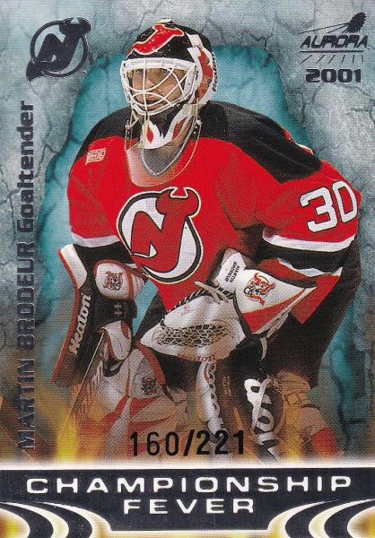 insert karta MARTIN BRODEUR 00-01 Aurora Championship Fever Silver /221